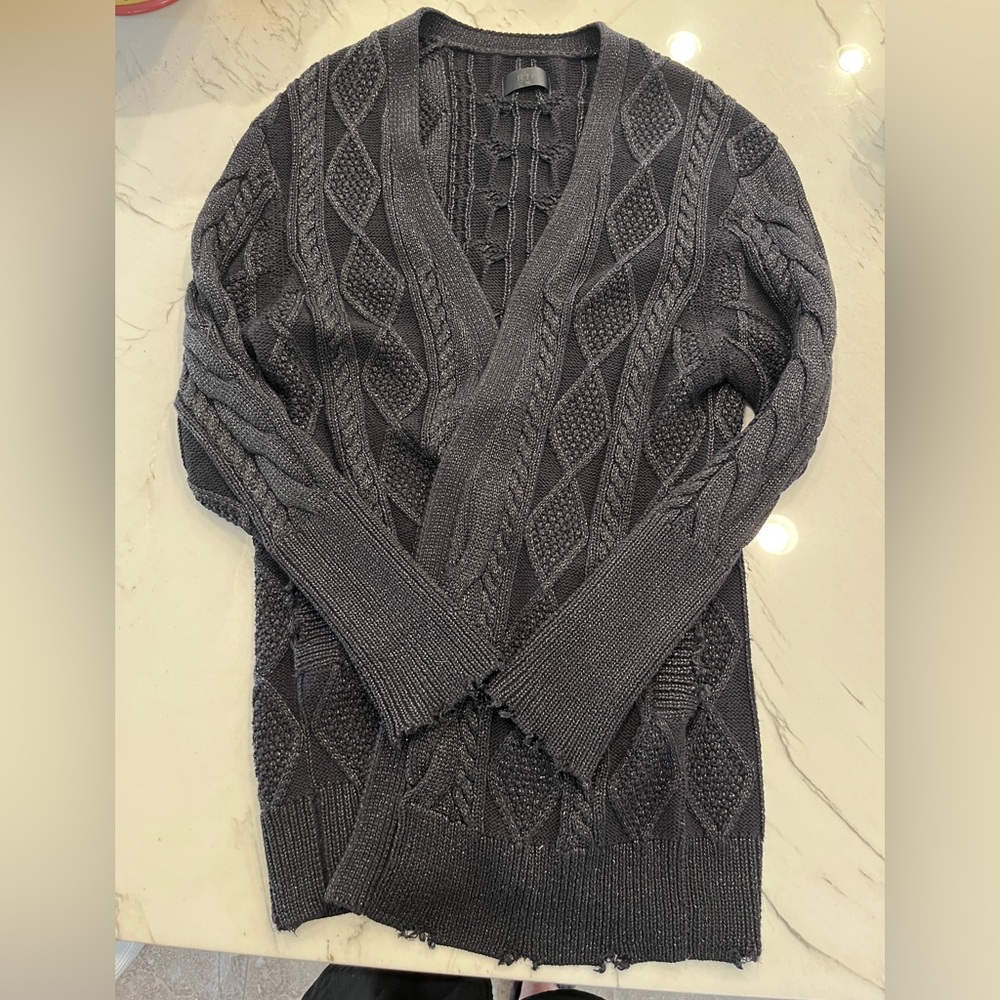 Black Cable Knit Cardigan with sparkles